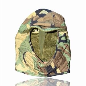 USGI Cold Weather Helmet Liner Hood Balaclava Woodland Camo Militaria